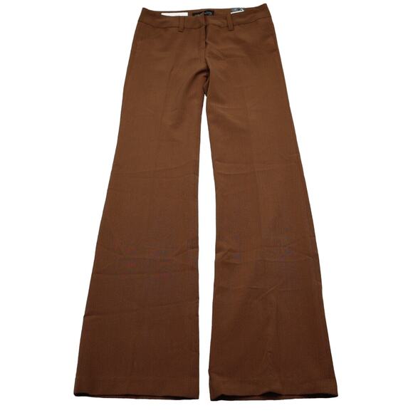 My Bajee Collection Pants Womens S Brown Flat Front Mid Rise Flare Leg Pockets - Picture 1 of 16